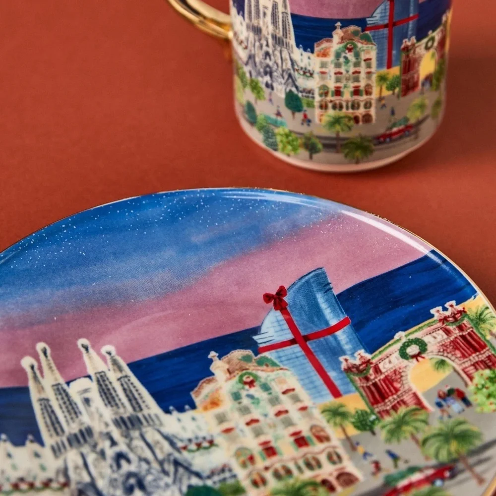 NWT 2024 Anthropologie Holiday in The City Barcelona Dessert Plate